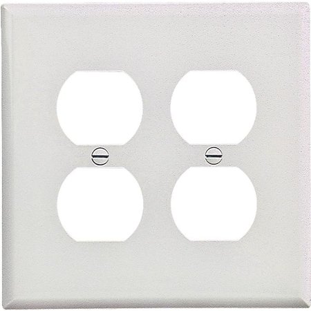 EATON WIRING DEVICES Duplex and Single Receptacle Wallplate, 478 in L, 41516 in W, 2 Gang, Polycarbonate PJ82W